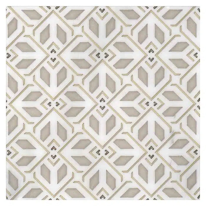 avery latte petite carrara natural marble square shape deco tile size 6 by 6 inch for interior kitchen and bathroom vanity backsplash wall and floor wet areas distributed by surface group and produced by artistic tile in united states