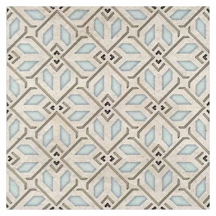 avery sky petite perle blanc natural limestone square shape deco tile size 12 by 12 inch for interior kitchen and bathroom vanity backsplash wall and floor wet areas distributed by surface group and produced by artistic tile in united states