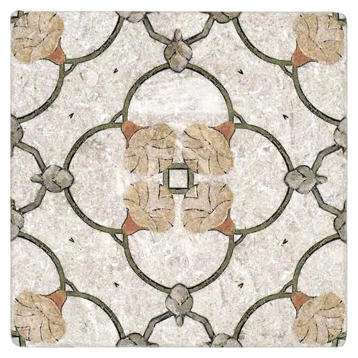 chime blush scallop like perle blanc natural limestone square shape deco tile size 12 by 12 inch for interior kitchen and bathroom vanity backsplash wall and floor wet areas distributed by surface group and produced by artistic tile in united states