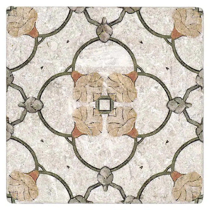 chime blush scallop like perle blanc natural limestone square shape deco tile size 12 by 12 inch for interior kitchen and bathroom vanity backsplash wall and floor wet areas distributed by surface group and produced by artistic tile in united states