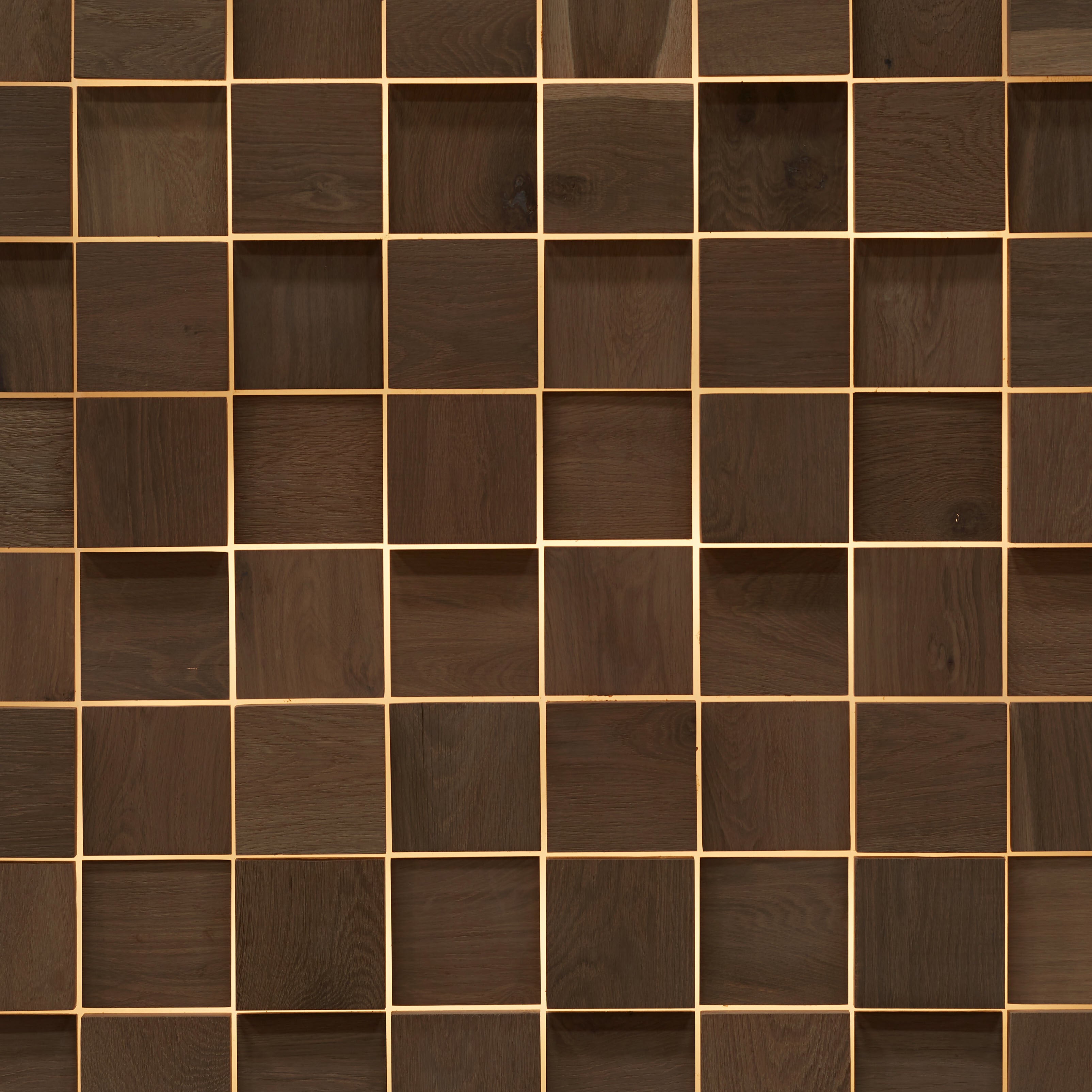 duchateau celestio lighting standoff cobble smoke oak three dimensional wall natural wood panel light wire brush matte lacquer for interior use distributed by surface group international