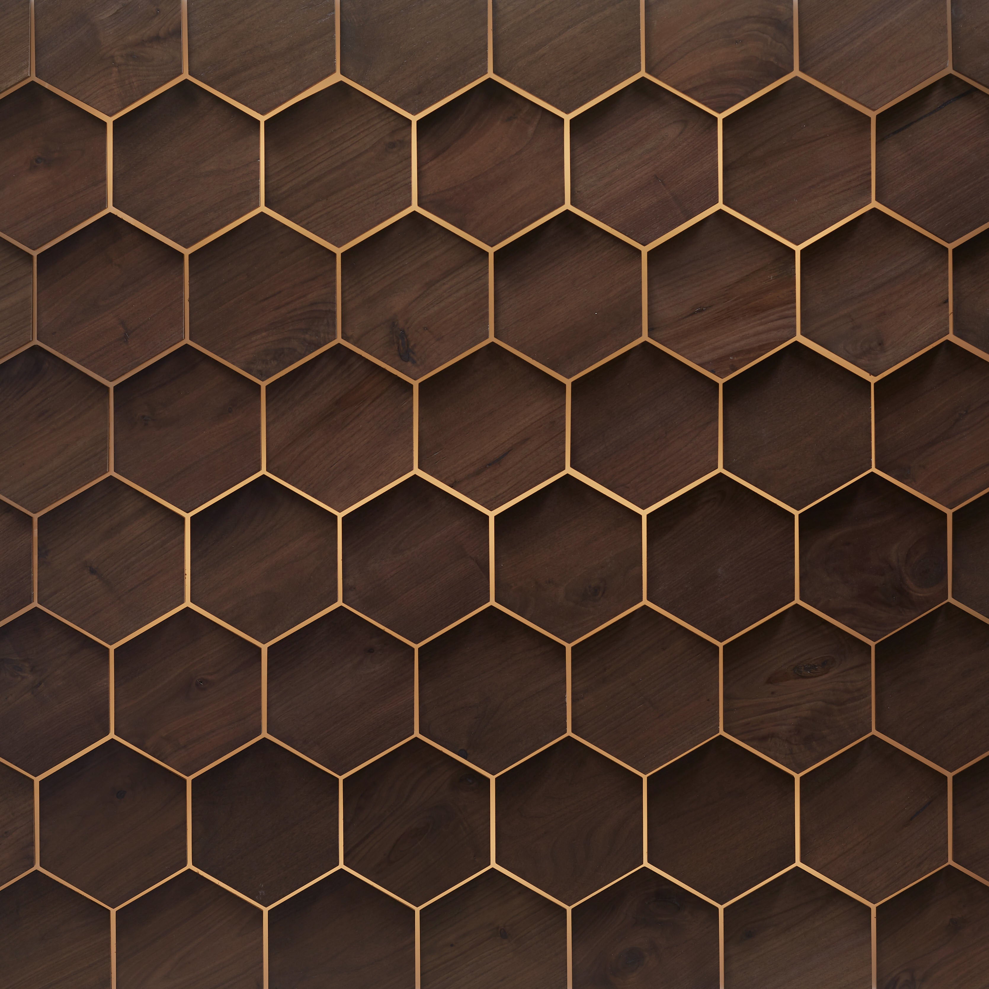 duchateau celestio lighting standoff hexo stout walnut three dimensional wall natural wood panel smooth conversion varnish for interior use distributed by surface group international