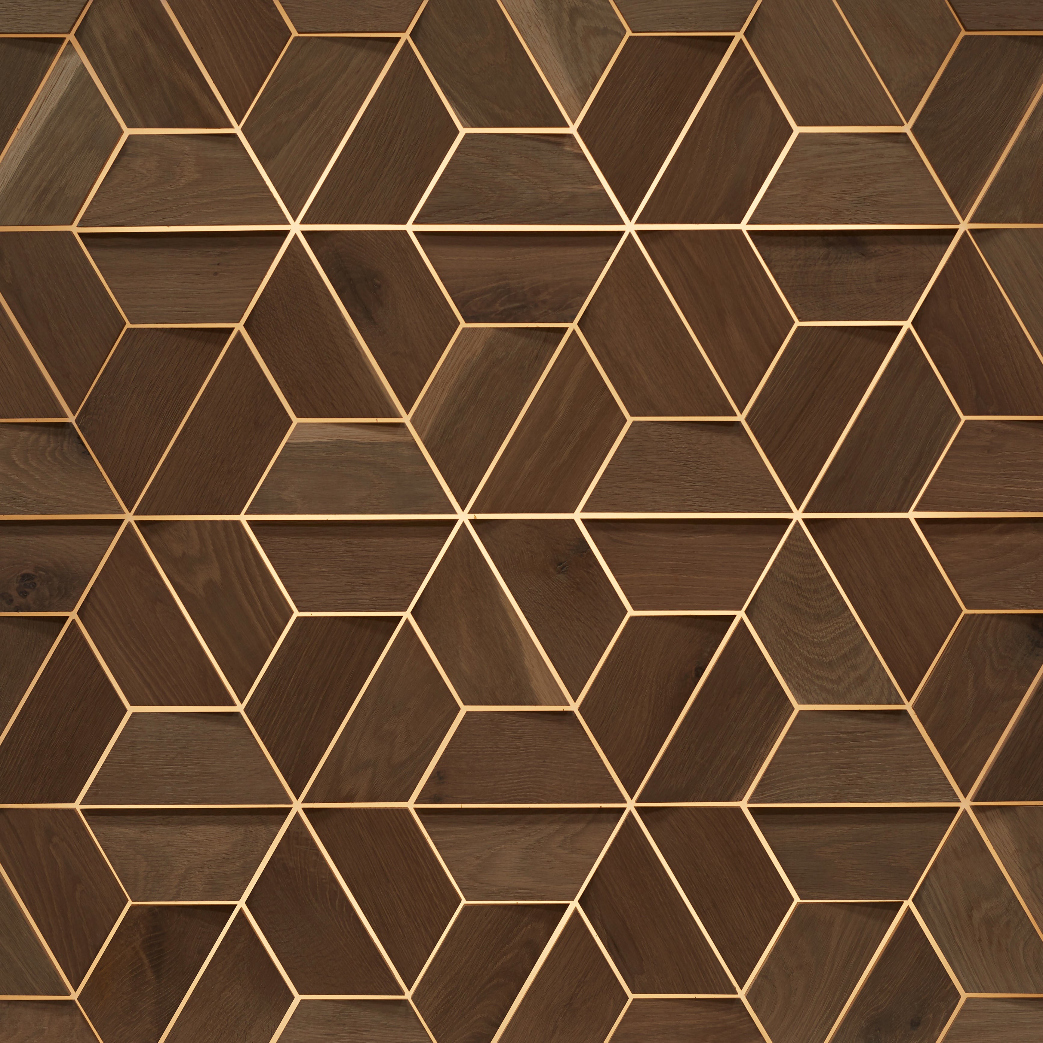 duchateau celestio lighting standoff jig smoke oak three dimensional wall natural wood panel light wire brush matte lacquer for interior use distributed by surface group international