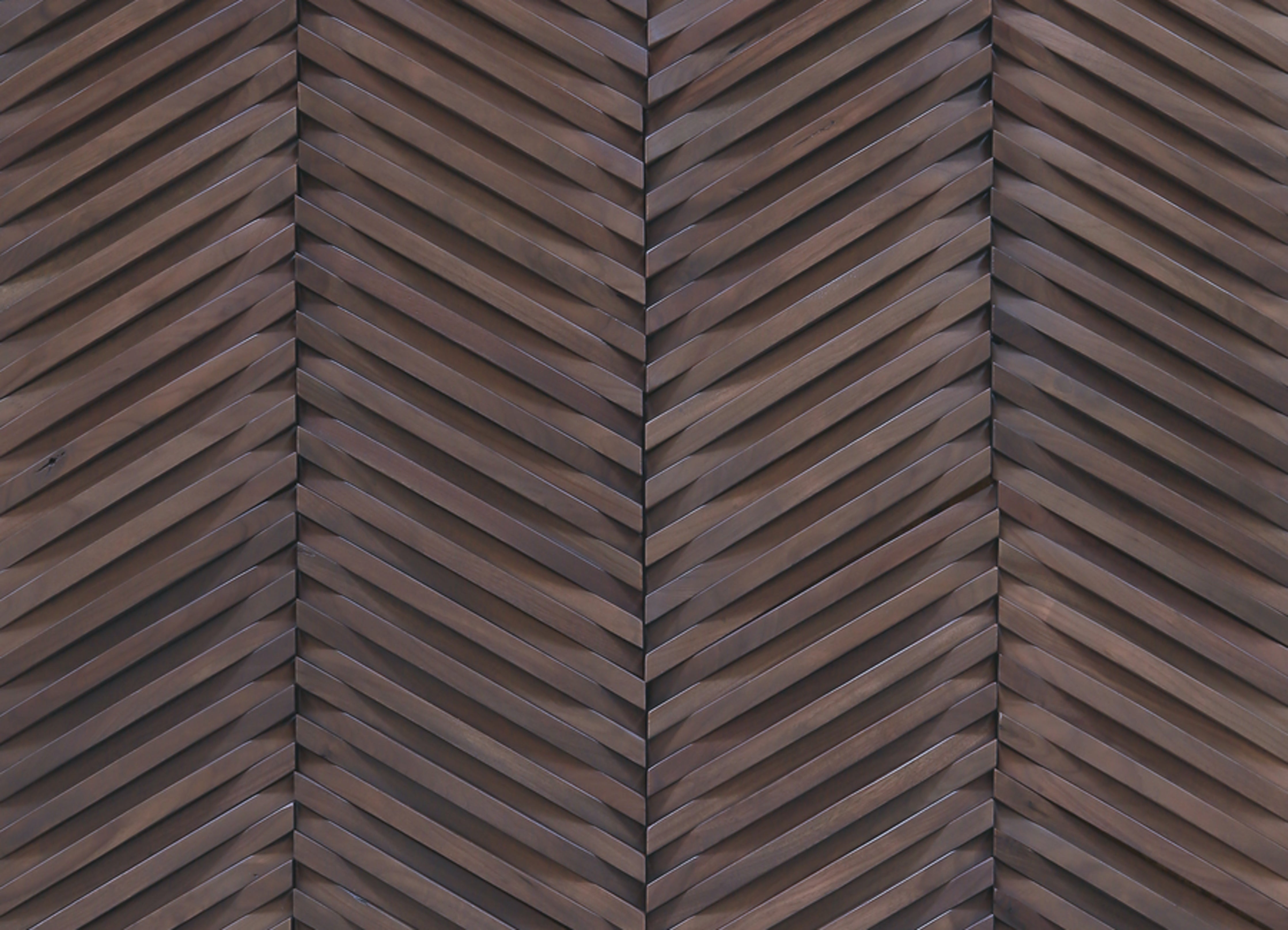 duchateau inceptiv curva chevron brown ash walnut three dimensional wall natural wood panel conversion varnish for interior use distributed by surface group international