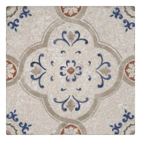 fiore vermilion victorian elements carrara natural marble square shape deco tile size 6 by 6 inch for interior kitchen and bathroom vanity backsplash wall and floor wet areas distributed by surface group and produced by artistic tile in united states