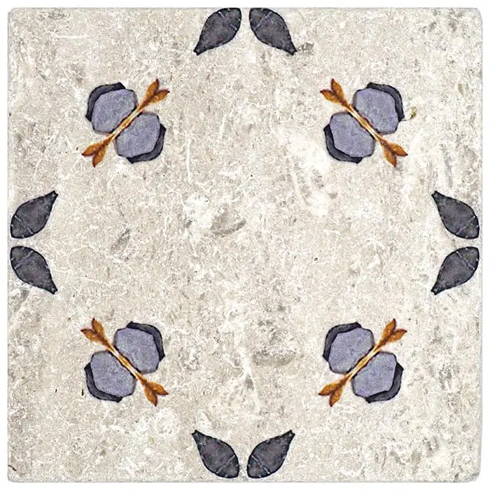 jax plum ditsy prints carrara natural marble square shape deco tile size 12 by 12 inch for interior kitchen and bathroom vanity backsplash wall and floor wet areas distributed by surface group and produced by artistic tile in united states