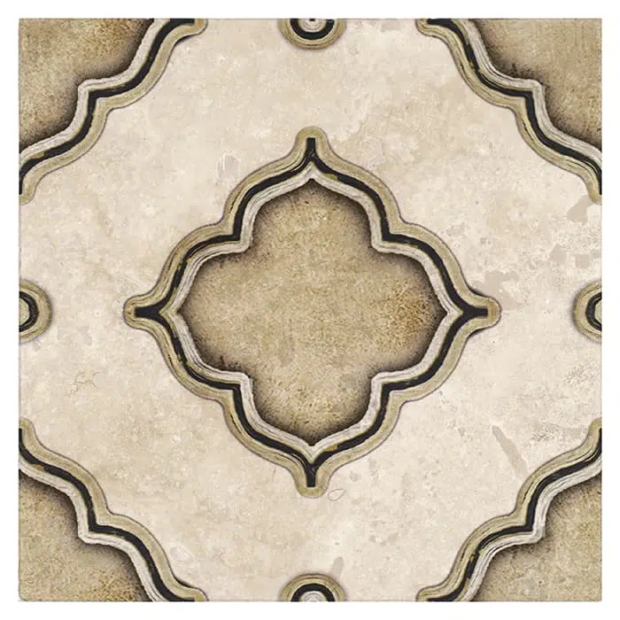 kensington bisque arabic honed durango natural limestone square shape deco tile size 12 by 12 inch for interior kitchen and bathroom vanity backsplash wall and floor wet areas distributed by surface group and produced by artistic tile in united states