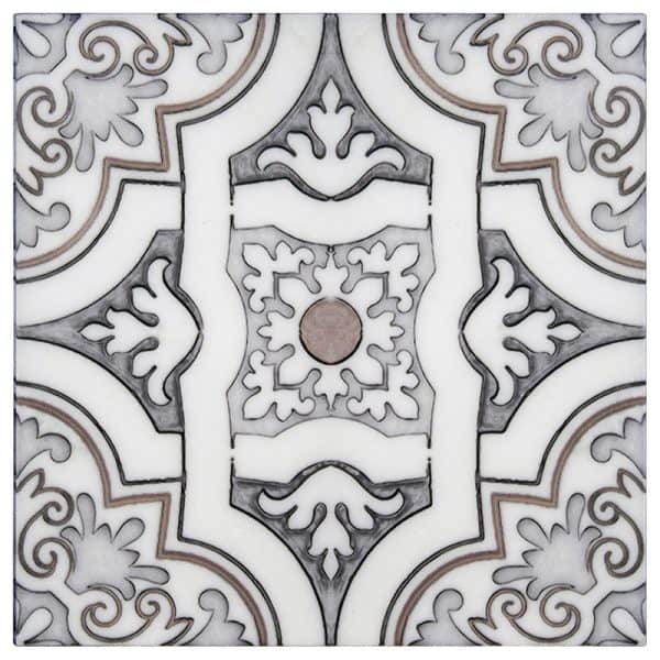 lena coachman grey timeless carrara natural marble square shape deco tile size 12 by 12 inch for interior kitchen and bathroom vanity backsplash wall and floor wet areas distributed by surface group and produced by artistic tile in united states