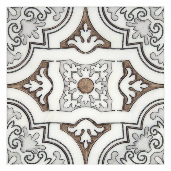 lena cognac versatile carrara natural marble square shape deco tile size 12 by 12 inch for interior kitchen and bathroom vanity backsplash wall and floor wet areas distributed by surface group and produced by artistic tile in united states