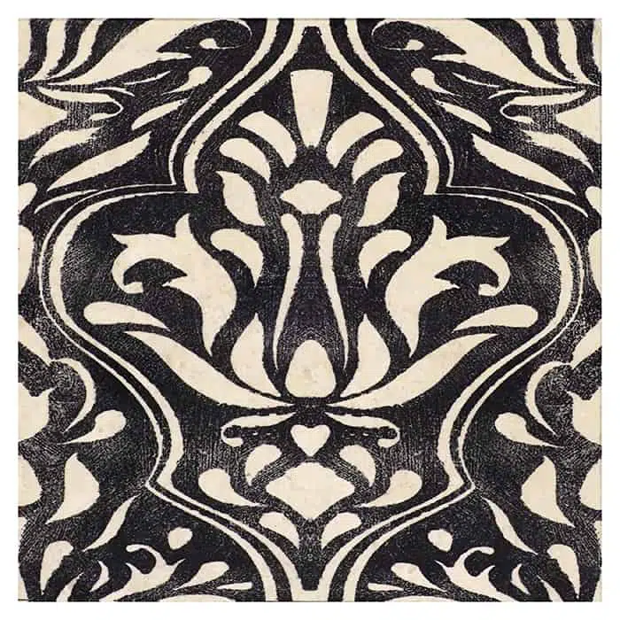 lillian coal ellegant silhouette carrara natural marble square shape deco tile size 12 by 12 inch for interior kitchen and bathroom vanity backsplash wall and floor wet areas distributed by surface group and produced by artistic tile in united states