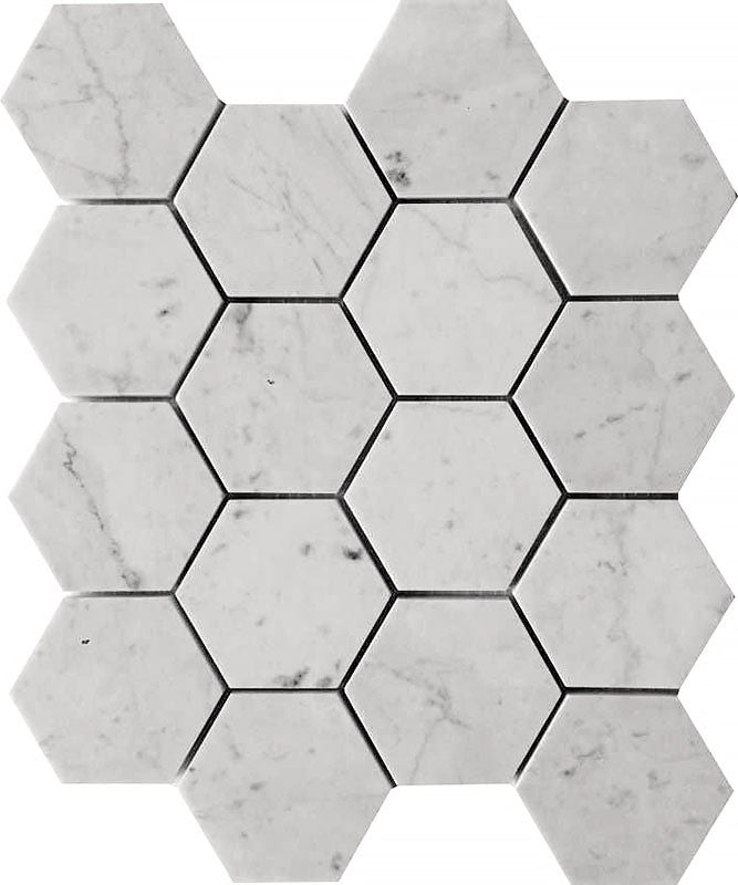 mir natural line marbella carrara hex 3x3 honed wall and floor mosaic distributed by surface group natural materials