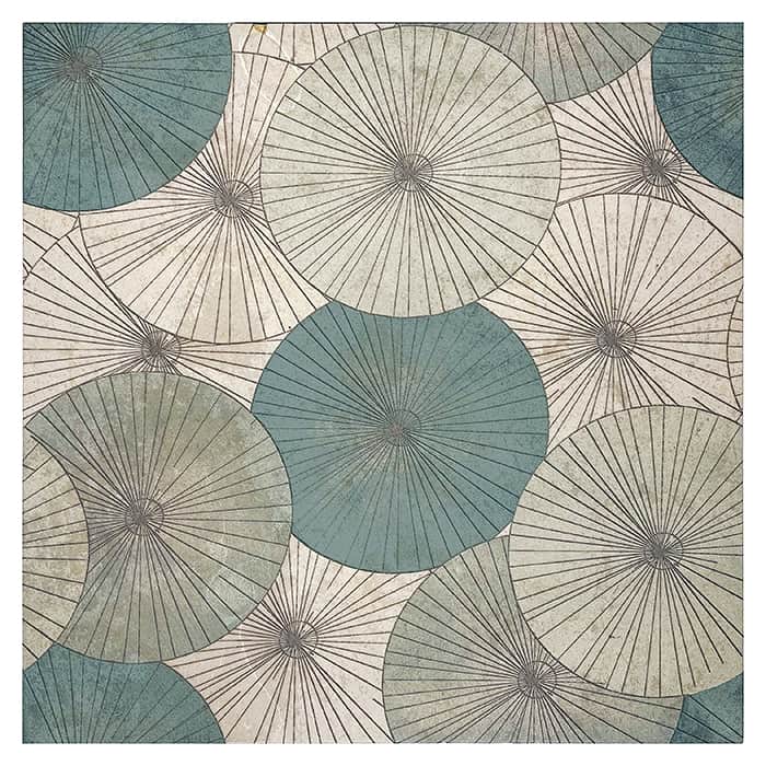 parasol teal oriental carrara natural marble square shape deco tile size 12 by 12 inch for interior kitchen and bathroom vanity backsplash wall and floor wet areas distributed by surface group and produced by artistic tile in united states