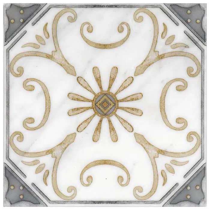 solana sand fresh carrara natural marble square shape deco tile size 12 by 12 inch for interior kitchen and bathroom vanity backsplash wall and floor wet areas distributed by surface group and produced by artistic tile in united states