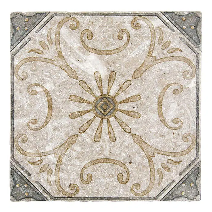 solana sand playful perle blanc natural limestone square shape deco tile size 12 by 12 inch for interior kitchen and bathroom vanity backsplash wall and floor wet areas distributed by surface group and produced by artistic tile in united states