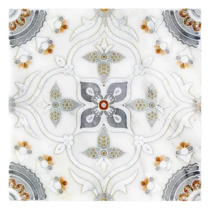 sweeden warm grey classic carrara natural marble square shape deco tile size 12 by 12 inch for interior kitchen and bathroom vanity backsplash wall and floor wet areas distributed by surface group and produced by artistic tile in united states