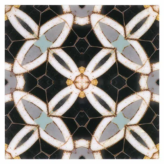 trinity night interlocking carrara natural marble square shape deco tile size 12 by 12 inch for interior kitchen and bathroom vanity backsplash wall and floor wet areas distributed by surface group and produced by artistic tile in united states