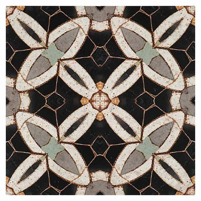 trinity night symbolic perle blanc natural limestone square shape deco tile size 12 by 12 inch for interior kitchen and bathroom vanity backsplash wall and floor wet areas distributed by surface group and produced by artistic tile in united states