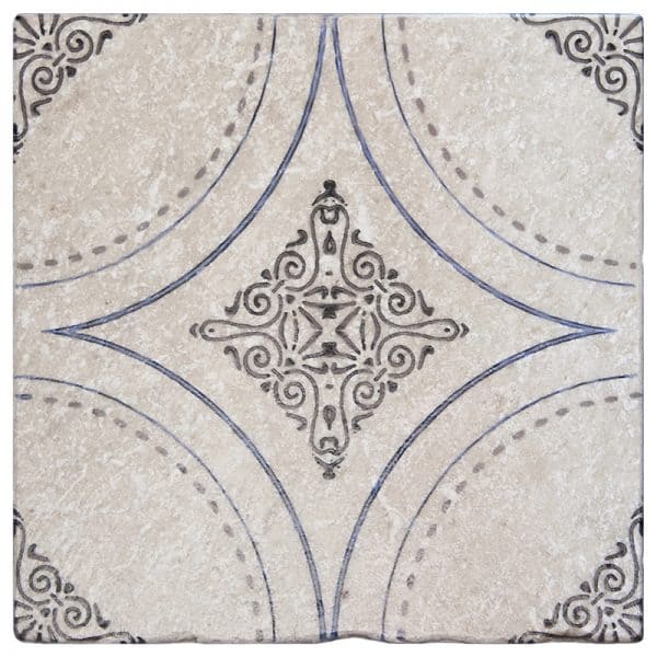 ventana deep blue simplistic perle blanc natural limestone square shape deco tile size 12 by 12 inch for interior kitchen and bathroom vanity backsplash wall and floor wet areas distributed by surface group and produced by artistic tile in united states