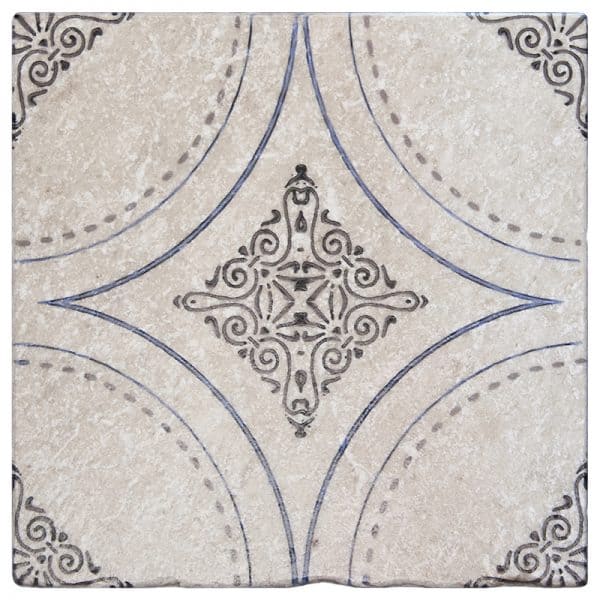 ventana deep blue simplistic perle blanc natural limestone square shape deco tile size 12 by 12 inch for interior kitchen and bathroom vanity backsplash wall and floor wet areas distributed by surface group and produced by artistic tile in united states