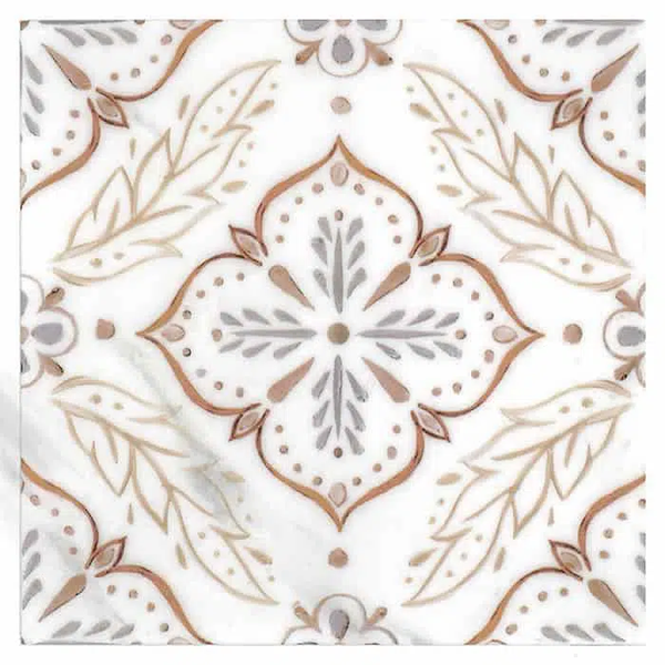 BUY ONLINE Willow Clay Carrara Marble Deco Tile 6"x6"x⅜" Surface Group Stone Impressions